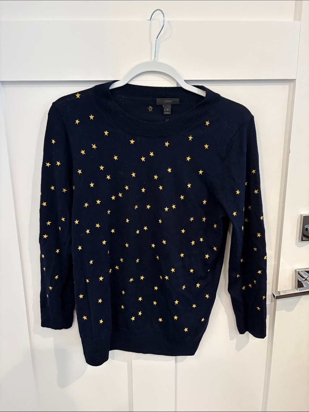 J. Crew Navy Crewneck Sweater with Gold Star Print